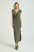 VESTIDO LONGO FRANZIDO VERDE ESCURO G- MY PLACE
