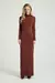 VESTIDO GOLA DUPLA DETALHE COSTA MARROM M- MY PLACE