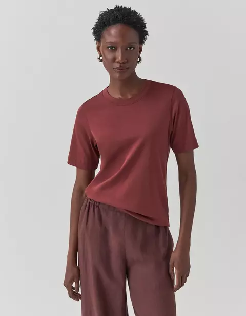 T-SHIRT ALGODAO PIMA CONHAQUE - SHOULDER