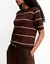 T-SHIRT TRICOT DETALHE LISTRAS CAFE - SHOULDER