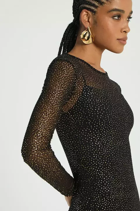 VESTIDO TULE FOIL PRETO PP- MY PLACE