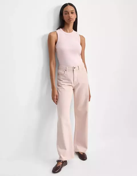 CALCA JEANS RETA FIVE POCKET ROSA CLARO