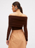 BLUSA TULE M MARROM BEATEN BROWN OMBRO A OMBRO-SOMMER - comprar online
