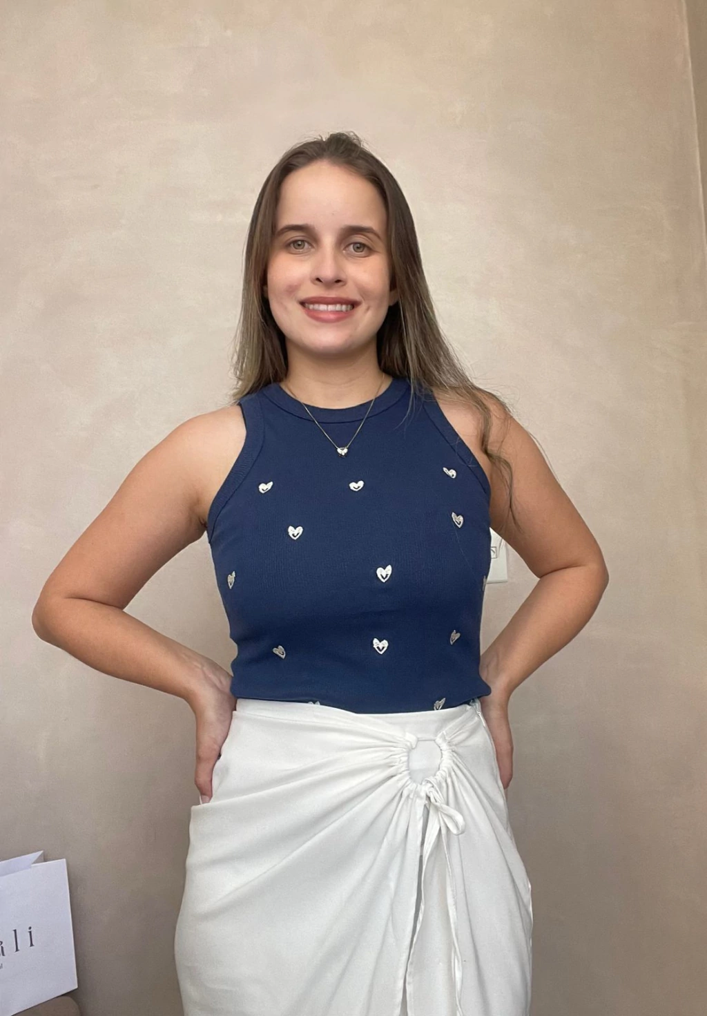 Regata Betina Bordada Azul