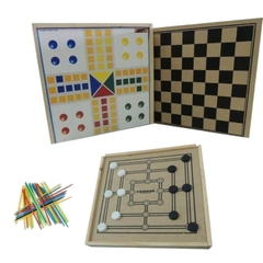 Dama trilha ludo pega vareta caixa de madeira - comprar online