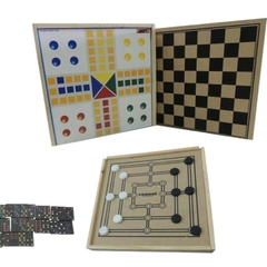 Dama trilha ludo dominó caixa de madeira - comprar online