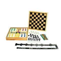 Jogo 5 em 1 - Dama, Trilha, Ludo, Pega Vareta e Dominó - Pangué Materiais Esportivos