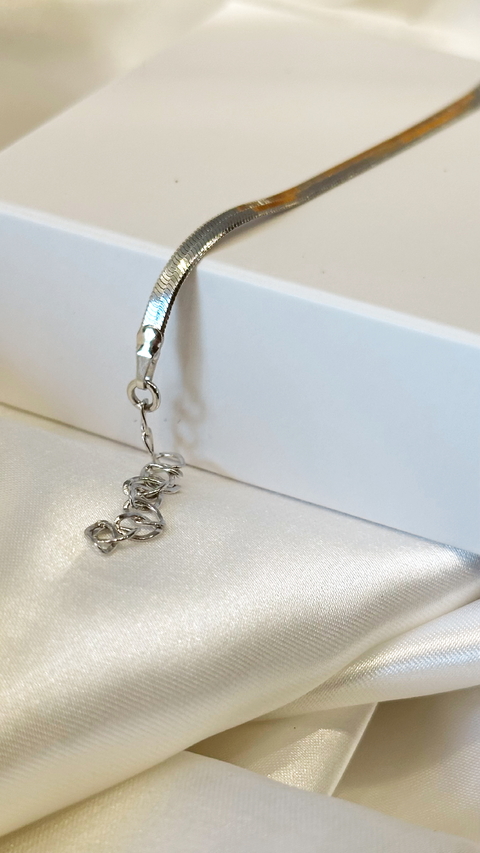 Pulseira Malha fita no Ródio Branco
