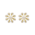 Brinco Feminino De Pérola Com Design Floral Em Zircônias Banhado A Ouro