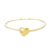 Bracelete Rígido Com Coração Vazado Em Aço Inox Dourado