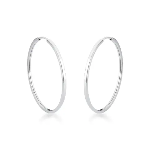 Brinco Argola de Prata Lisa Fio 2mm Abaulado 3cm