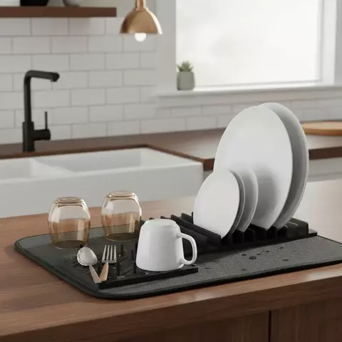 Paño Escurridor 2 En1 Microfibra Secaplatos Negro - comprar online
