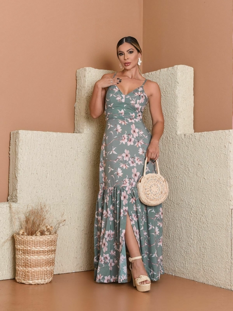 Vestido Jasmim Verde Floral - comprar online