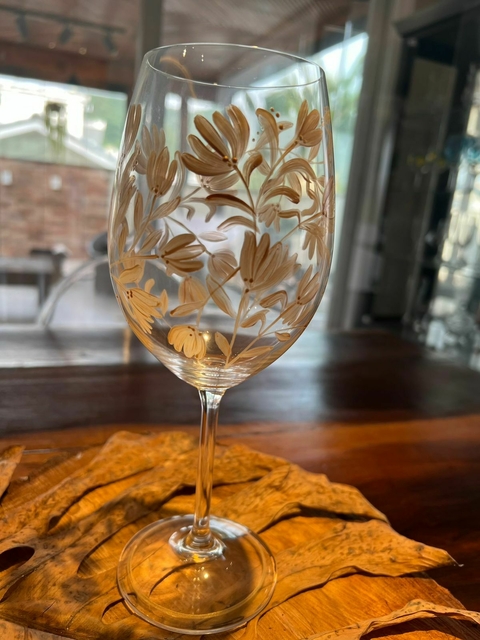 Taça de Cristal Flores Outono - Pintura à mão - comprar online