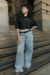 Cropped Oversized Wings Torn, Spirit Unbroken Preto na internet