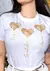 T-SHIRT FEMININA - 3 CORAÇÕES BALÕES PÉROLAS na internet