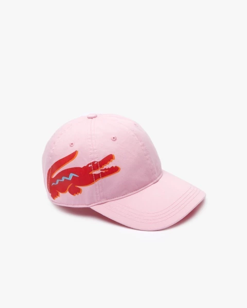 Boné lacoste big lateral ( rosa )