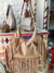 Bolsa baguette franjas alça trabalhada