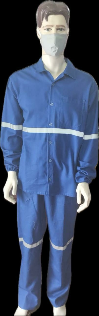CAMISA BRIM C/Botao -AZUL C/FAIXA REFLETIVA P - comprar online