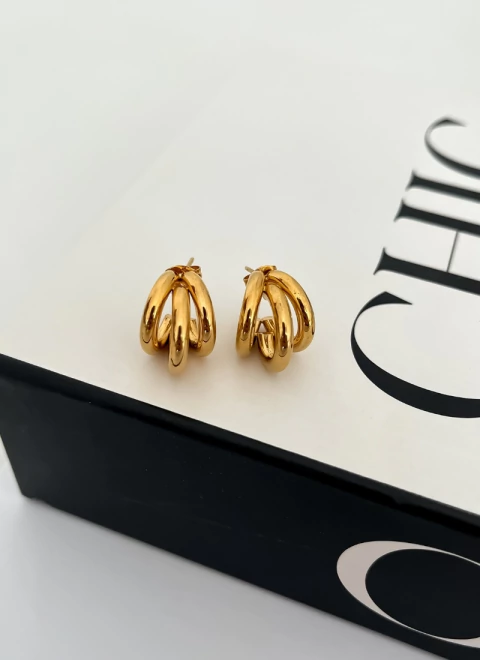 3647 - Brinco Argola Tubos Dourado - comprar online