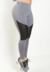 Calça Legging Cinza com Preto cintura Alta Assimétrica com Detalhe em Tulê | REF: FDR10 - Move Body