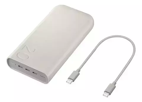 Bateria Carregador Portátil Samsung Eb-p4520 Usb-c, 20000mah, 3x Super Rápida 45w Cor Beje