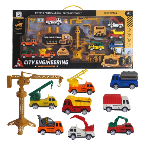 Kit Carrinhos de Construção com Acessórios Cidade 21 Peças