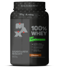 WHEY 100% MAX TITANIUM DINO POTE 900G CAPPUCCINO na internet