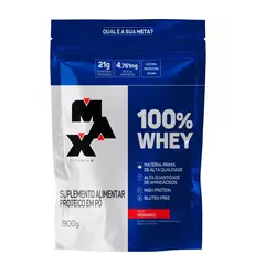 Whey Protein concentrado 100% Max Titanium sabor morango refil 900g