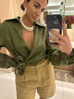 CAMISA CROPPED AMARRACAO LINHO PURO - comprar online