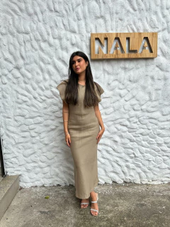 VESTIDO MIDI MANGA MORCEGO LINHO PURO - loja online