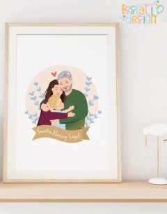 Quadro Família Impresso + Moldura (A4) - comprar online
