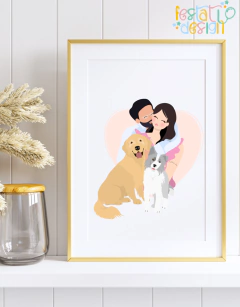Quadro Família Impresso + Moldura (A4) - FesTati Design | ilustrações afetivas e design de festas