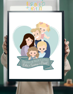 Imagem do Quadro Família Impresso + Moldura (A4)