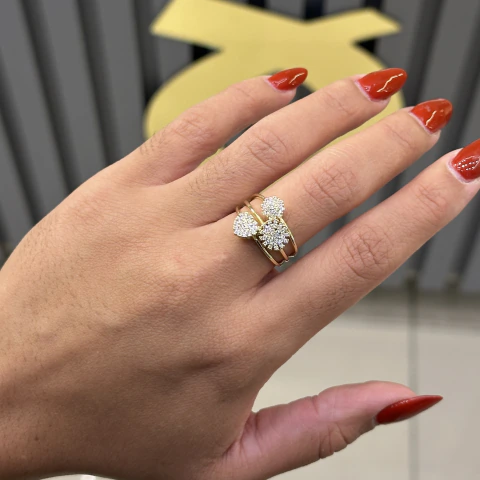 Anel Florença Formato Chuveirinho – Banhado a Ouro 18K