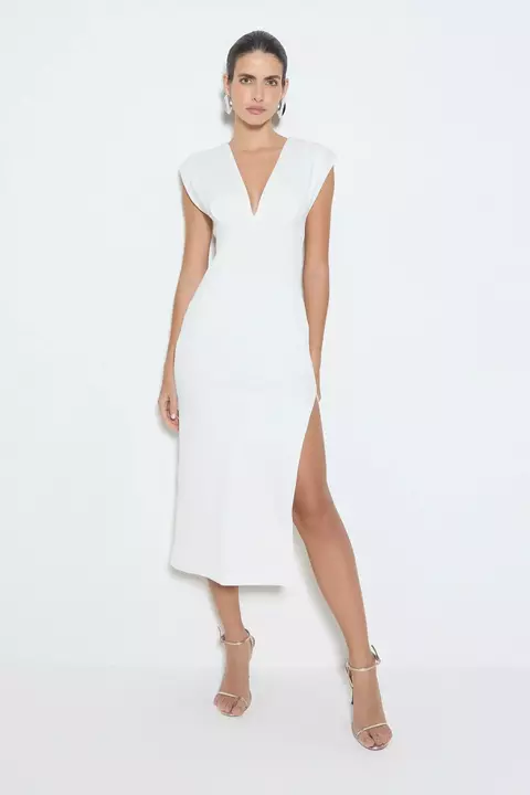 VESTIDO VISCOSE MIDI SEM MANGA DECOTE V - comprar online