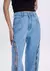 Calça Reta Jeans com Fenda Strass