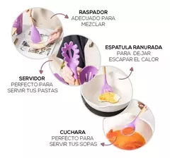 KIT DE UTENSILIOS DE SILICONA CON MANGO DE MADERA en internet