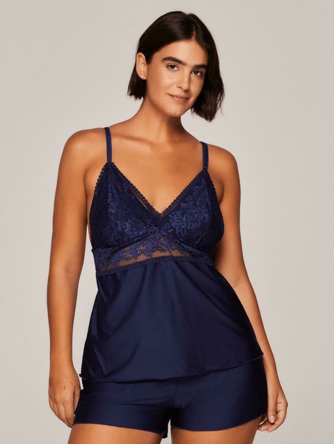 Short Doll malha Fria com detalhe em Renda