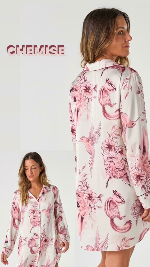 Chemise em Cetim Lince Rose