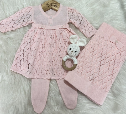 Saída Maternidade com Manta Michele - Rosa Bebê