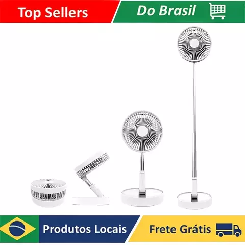 Mini Ventilador De Mesa Portátil Silencioso Dobrável Recarregável Usb 3 Velocidades 3600mah Branco Ls-912 Luuk Young