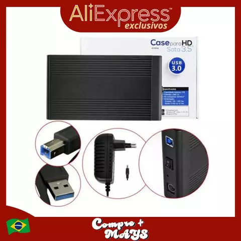 Case Ultra Resistente para HD Externo SATA 3.5', USB 3.0 para Computador ou Notebook: Transporte seu HD com Segurança