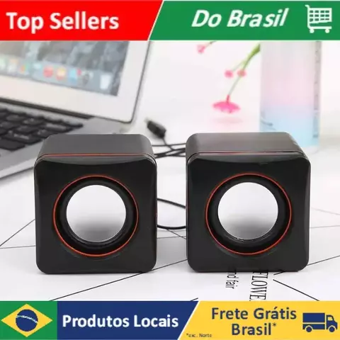 Mini Caixa de Som 2.0 D-02A Para PC e Notebook USB P2