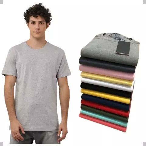 KIT 8 CAMISETA BASICA GOLA REDONDA MASCILINA PLUS SIZE