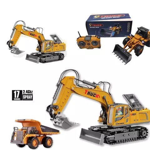 Alloy Controle Remoto Dump Truck Escavadeira Bulldozer Veículo de Engenharia RC Modelo Caminhões, Brinquedo Infantil