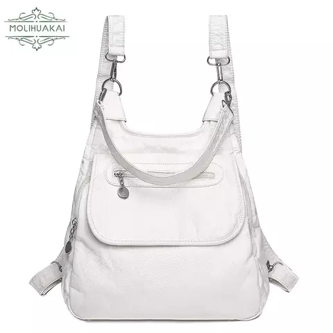Mochilas multifuncionais macio lavado sacos de ombro de couro pu grande capacidade anti-ladrão mochila saco de escola para meninas adolescentes