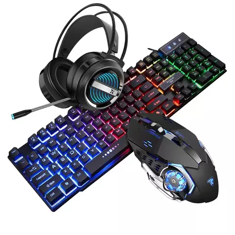 Gamer Teclado and Mouse Combo Headset With tea Switch and Marco Mouse and 26key Antighosting Teclado Gamers Accessories