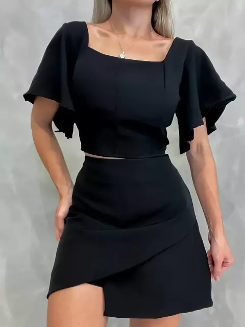 Conjunto Feminino Alfaiataria Short Saia Transpassada Luna Ref. 1251