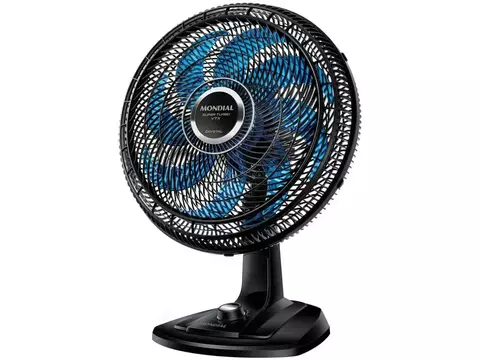 Ventilador de Mesa Mondial Super Turbo VTX-40-Crystal 40cm 8 Pás 3 Velocidades Preto e Azul - 110V